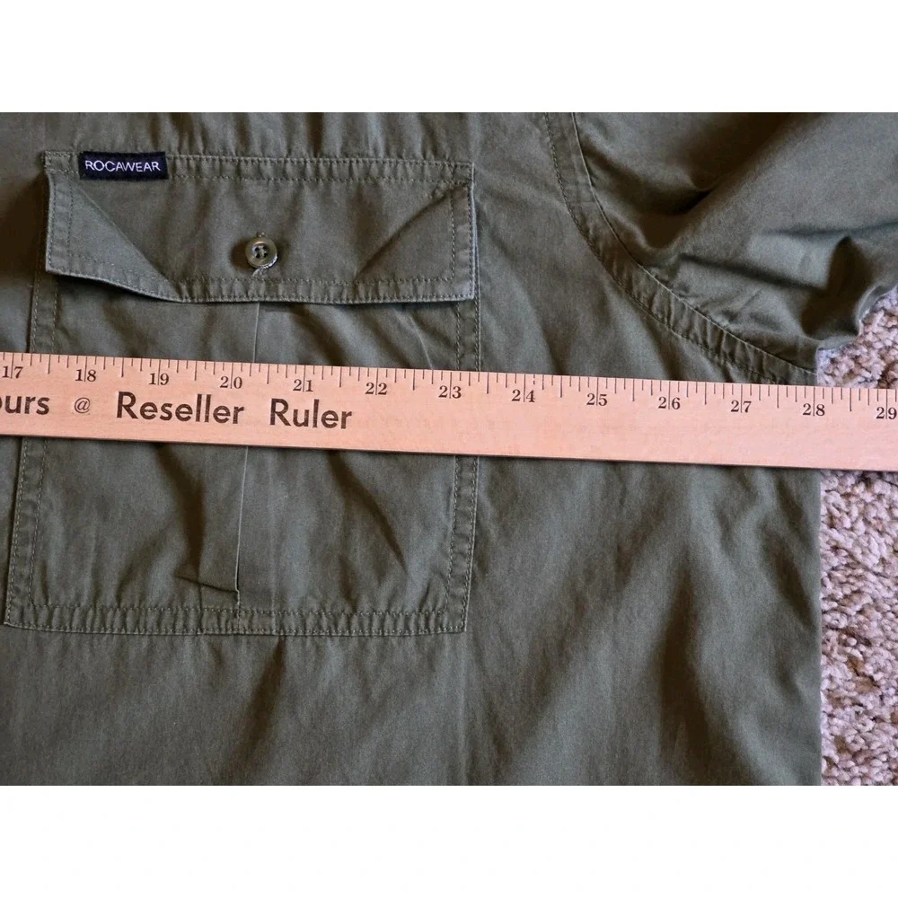 Rocawear Shirt‎ Mens 3X-LARGE XXX 100% Cotton Military Green Button